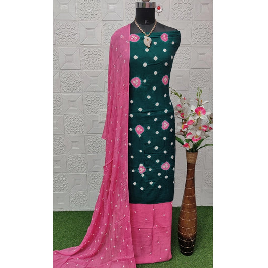 Generic Women's Rayon Printed Unstitched Salwar Suit Material With Dupatta 2.3Mtrs (Rama)