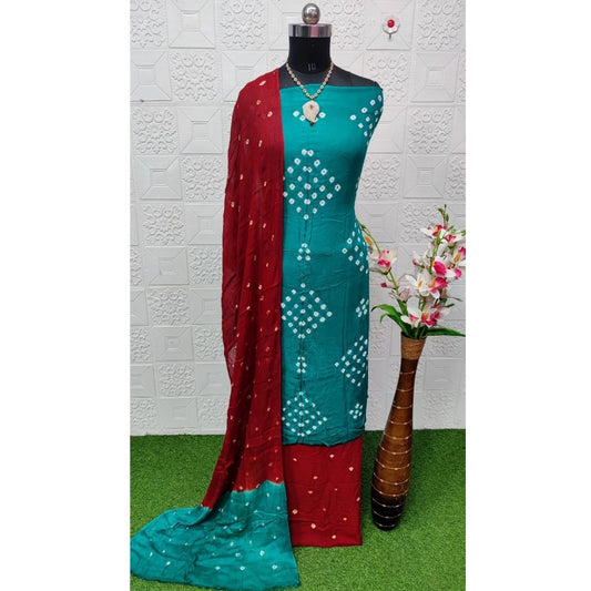 Generic Women's Rayon Printed Unstitched Salwar Suit Material With Dupatta 2.3Mtrs (Rama)