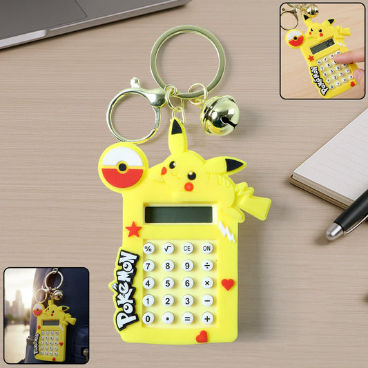 Cute Yellow Cartoon Character Calculator Keychain with Mini Digital Display (1 Pc)